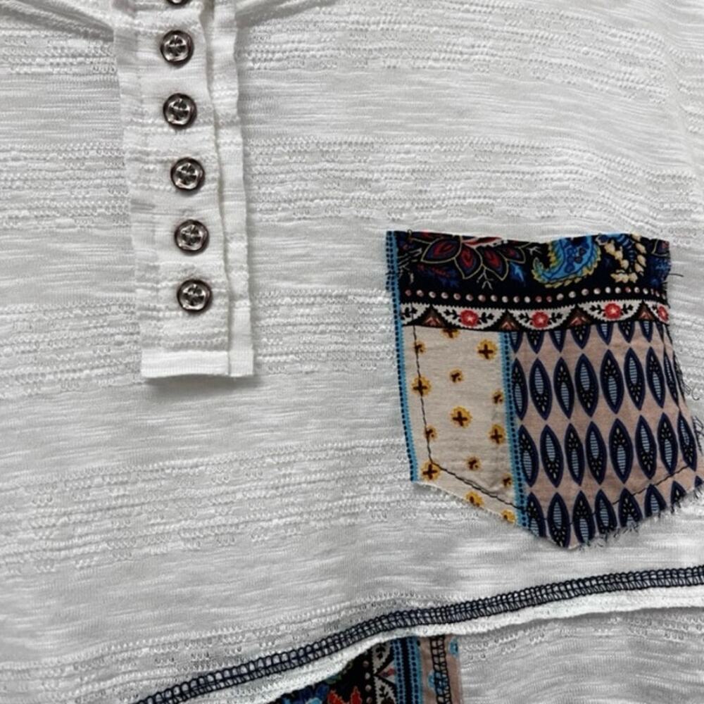 Pol Patchwork Asymmetrical Long Sleeve Shirt Tuni… - image 6